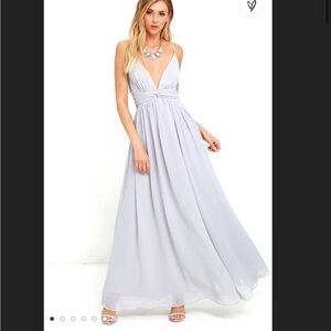 Lulu’s Evening Dream Light Grey Maxi Dress Size XL NWT